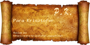 Para Krisztofer névjegykártya
